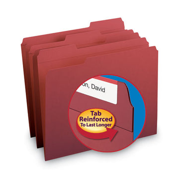 Smead® Reinforced Top Tab Colored File Folders, 1-3-cut Tabs, Letter Size, Maroon, 100-box freeshipping - TVN Wholesale